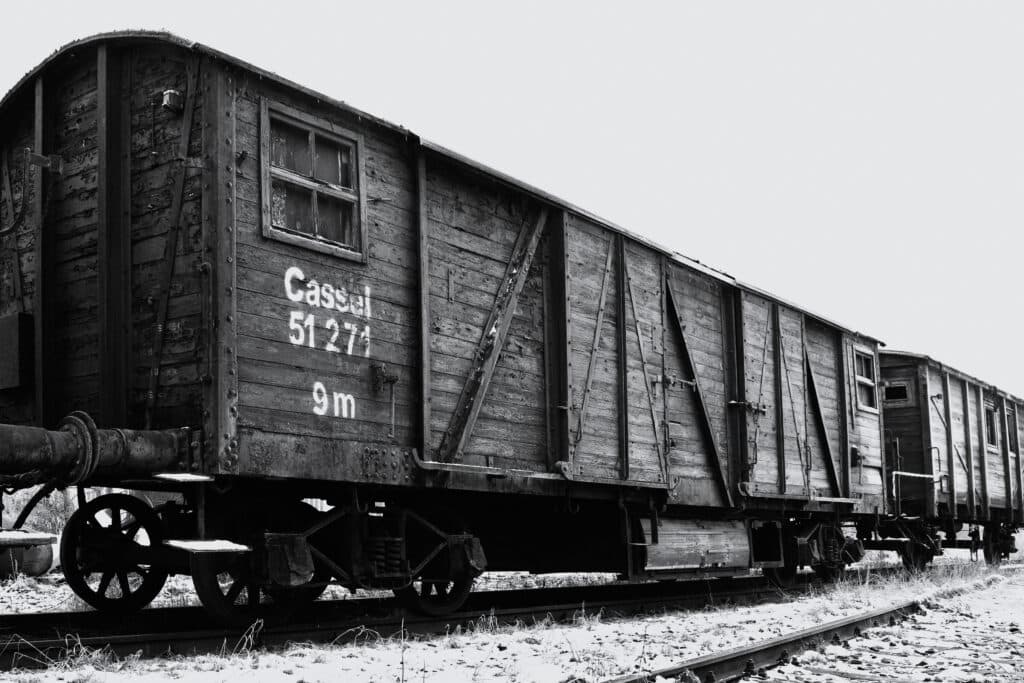 train cars from the Holocaust