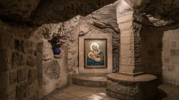 Depiction of Mary mother of Jesus in Bethlehem, Israel